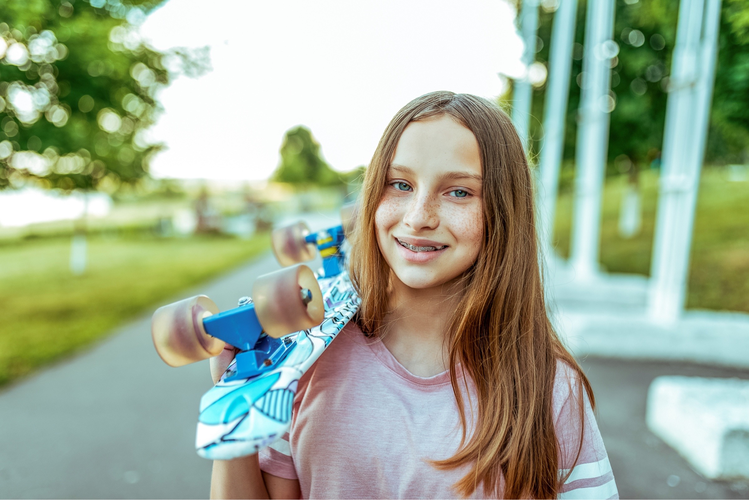 teen girl smiling wearing braces
